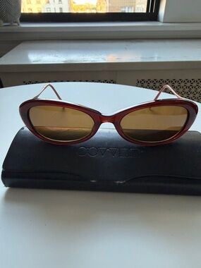 Vintage Oliver Peoples- Women’s Red Oval Sunglasses with Brown Lenses